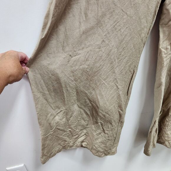 A New Day Womens Cropped Linen Pants Size XXL Wide Leg Beachy Neutral Vaca Tan - Picture 2 of 13